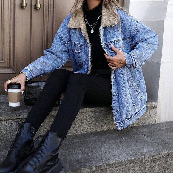 Blue Casual Women's Thermal Lined Windbreaker Jacket - Picture 5 of 7